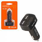 Вольтметр в прикуриватель + 2 usb 3.1а "airline" (12-24в) avm-d-02