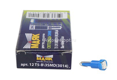 СВЕТОДИОД 12V T5 3 SMD BLUE "МАЯК" (3014) в Нижнем Тагиле