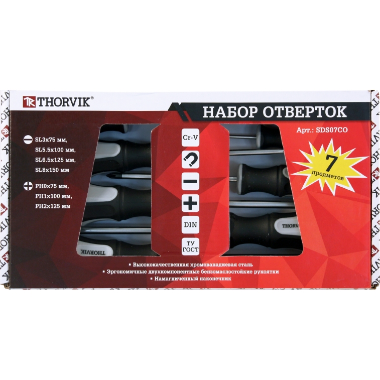 НАБОР ОТВЕРТОК "THORVIK" 7 ПР. SDS07CO в Нижнем Тагиле