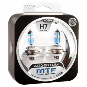НАБОР ЛАМП H7 12V 55W ARGENTUM +80% 4000K MTF New (H8A1207) в Нижнем Тагиле
