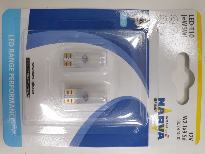 СВЕТОДИОД 12V T10 LED 180744000 WHITE 6000K 2 ШТ. NARVA в Нижнем Тагиле